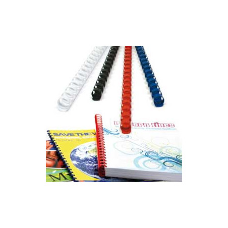 100 dorsi plastici 21 anelli 12mm rosso titanium [pb412-03t]