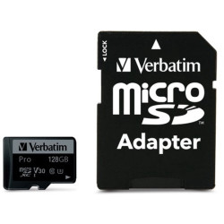 128gb scheda microsdxc verbatim pro uhs-3 classe10 nero [47044]