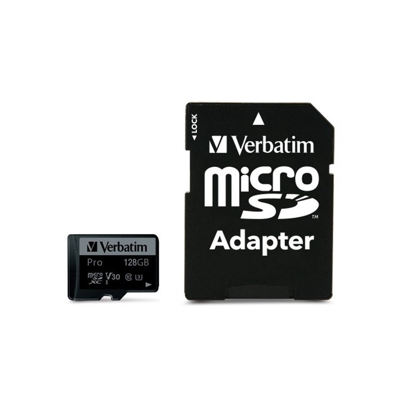 128gb scheda microsdxc verbatim pro uhs-3 classe10 nero [47044]
