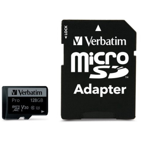 128gb scheda microsdxc verbatim pro uhs-3 classe10 nero [47044]