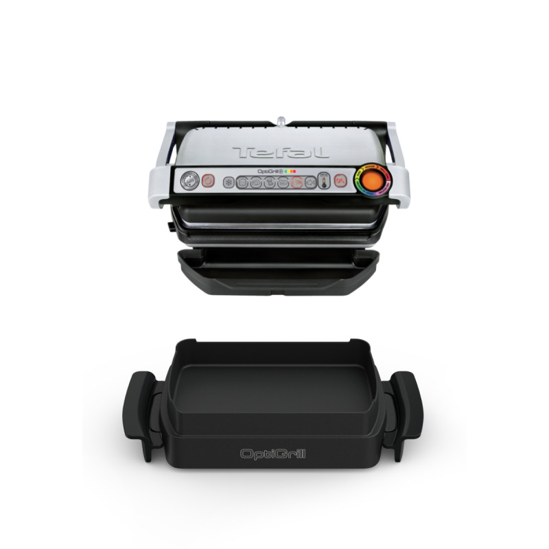 grill a contatto tefal optigrill + snacking & baking gc714d 2000w