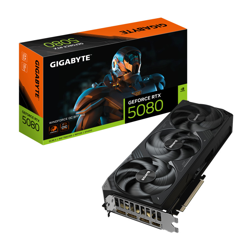 scheda video nvidia gigabyte rtx 5080 16gb windforce sff [gv-n5080wf3oc-16gd]
