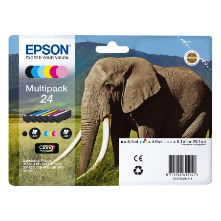 Cartuccia epson 24 multipack confezione da 6 nero giallo ciano magenta
