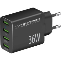 caricatore da muro esperanza ezc107k 36w usb-a nero [ezc107k]