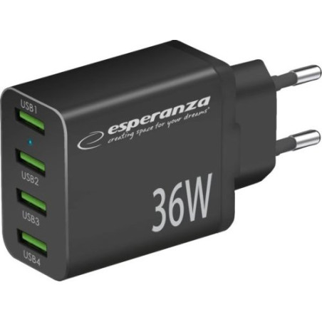 caricatore da muro esperanza ezc107k 36w usb-a nero [ezc107k]