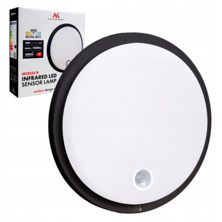 lampada led maclean con sensore di movimento 1000lm 10w nero [mce525