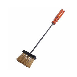 Scopino camini mille ottonato impugnatura legno