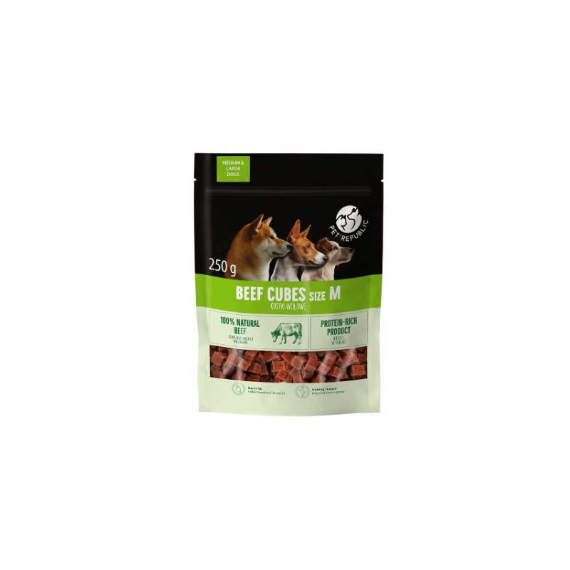 snack per cani petrepublic cubetti di manzo 250g