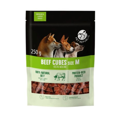 snack per cani petrepublic cubetti di manzo 250g