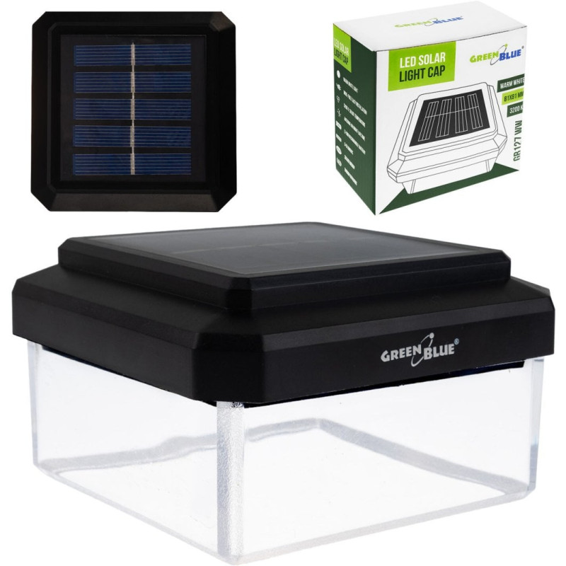 lampada solare a led greenblue gb128 ww 100x100mm 3200k nero [gb128