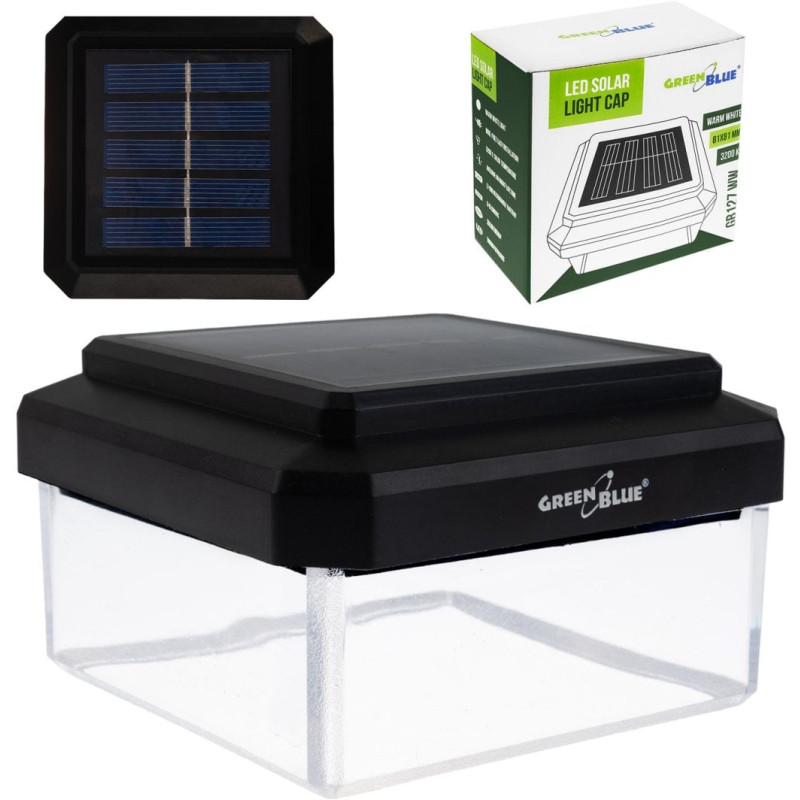 lampada solare a led greenblue gb127 ww 80x80mm 3200k nero [gb127