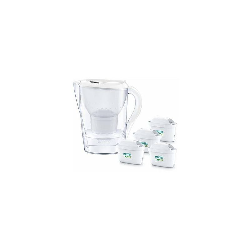 caraffa filtrante brita marella 2.4l + 4 cartucce maxtra pro pp bianco