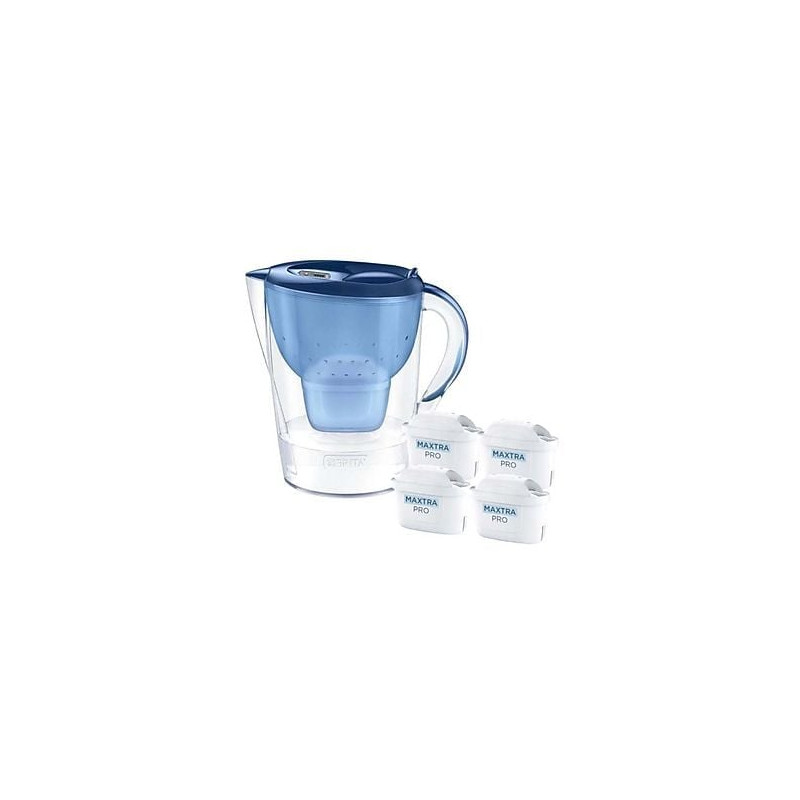 caraffa filtrante brita marella 2.4l + 4 cartucce maxtrapro pp blu