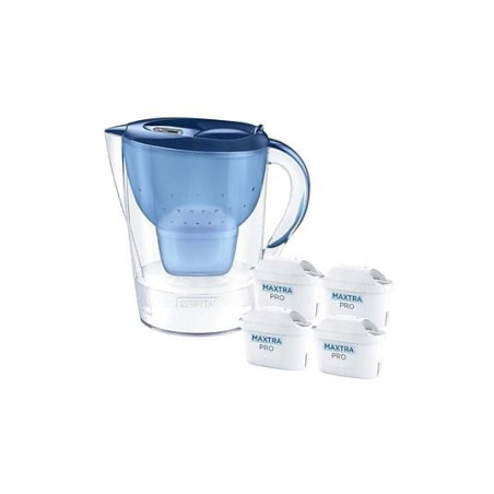 caraffa filtrante brita marella 2.4l + 4 cartucce maxtrapro pp blu