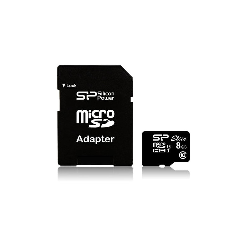 8gb scgeda microsd silicon power uhs-1 elite/class10 w/adapt