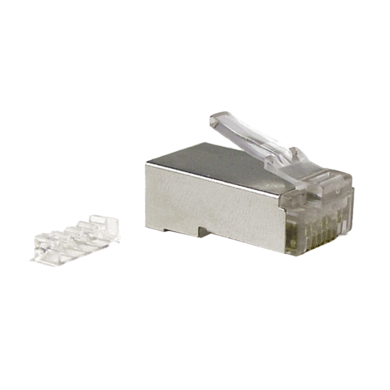 plug rj45 a-lan kat.6 stp 100 pezzi, argento [wt107]