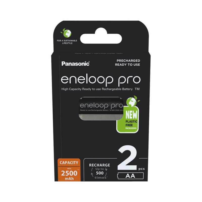 batterie ricaricabili eneloop pro bk-3hcde/2be nimh 1.2v 2500mah
