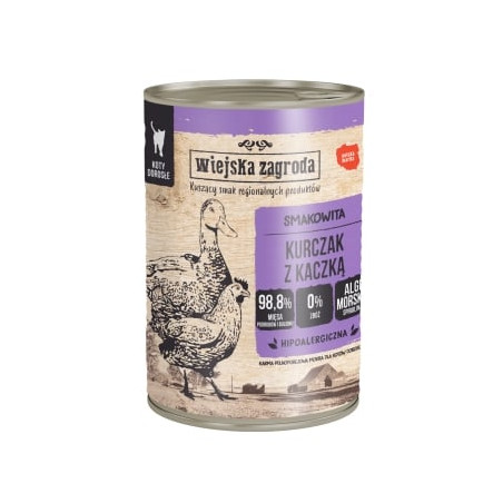mangime wiejska zagroda cibo umido senza cereali per gatti pollo