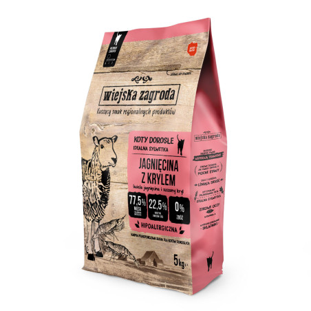 cibo secco wiejska zagroda agnello di fattoria con krill per gatti