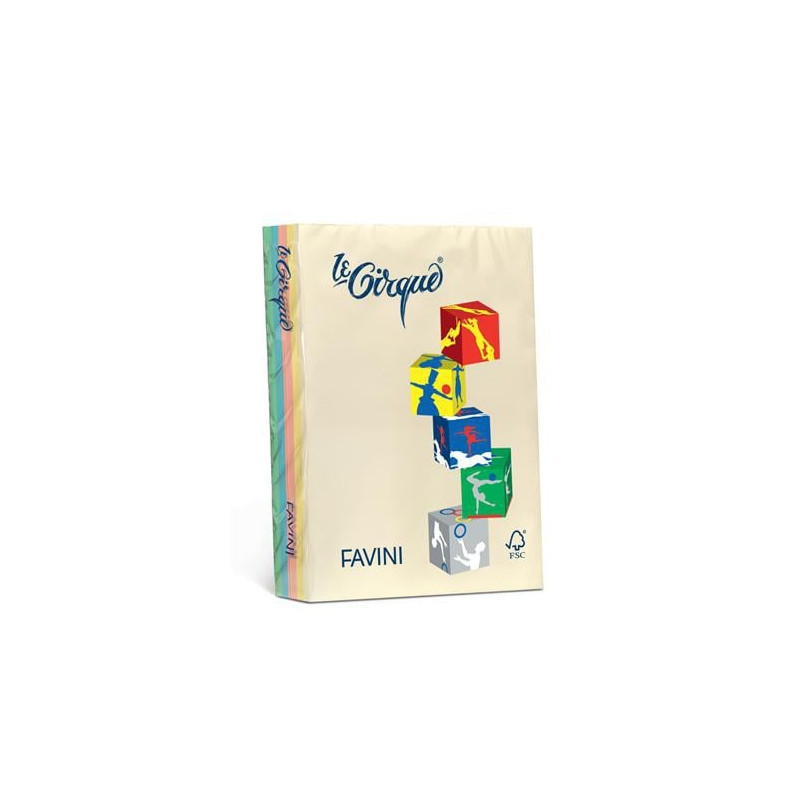 Carta in risma colorata favini 250 fogli a4 160gr lecirque in 5 colori