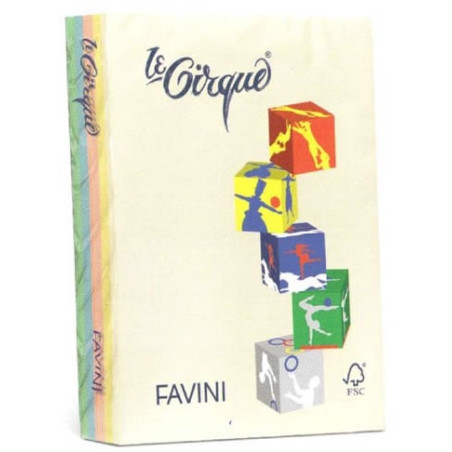 Carta in risma colorata favini 200 fogli a4 80gr lecirque in 4 colori