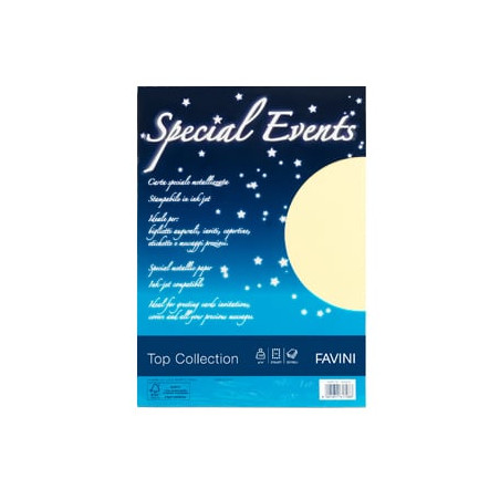 Carta metallizzata favini 20 fogli a4 120gr special events crema