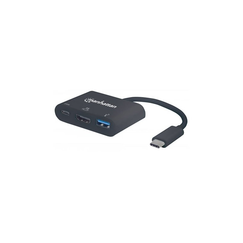 Adattatore usb manhattan usb-c m a usb a, usb-c e hdmi nero