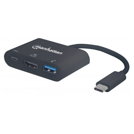Adattatore usb manhattan usb-c m a usb a, usb-c e hdmi nero