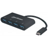 Hub usb manhattan usb-c superspeed 4 porte usb3.0 a femmina nero