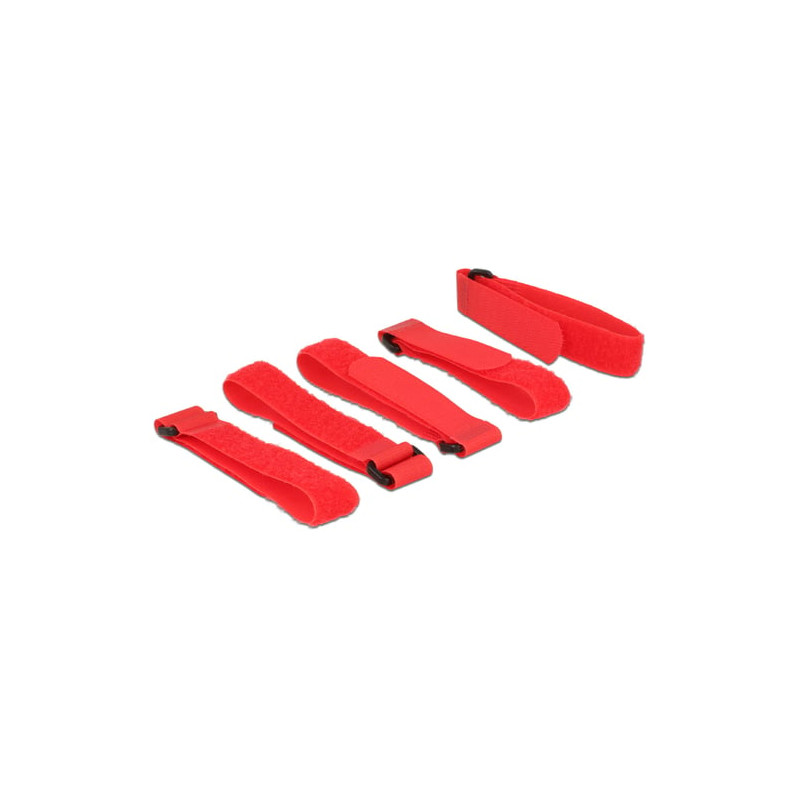 Fascetta per cavi delock in velcro 20x300mm 5pz rosso [18705]