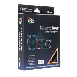 Ventola 120x120 itek cosmo flow -12cm, led verde circolare, 3+4pin,silenziosa