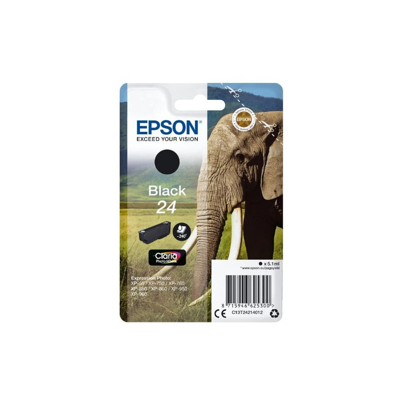 Cartuccia epson 24 elephant 240-pagine nero [c13t24214012]