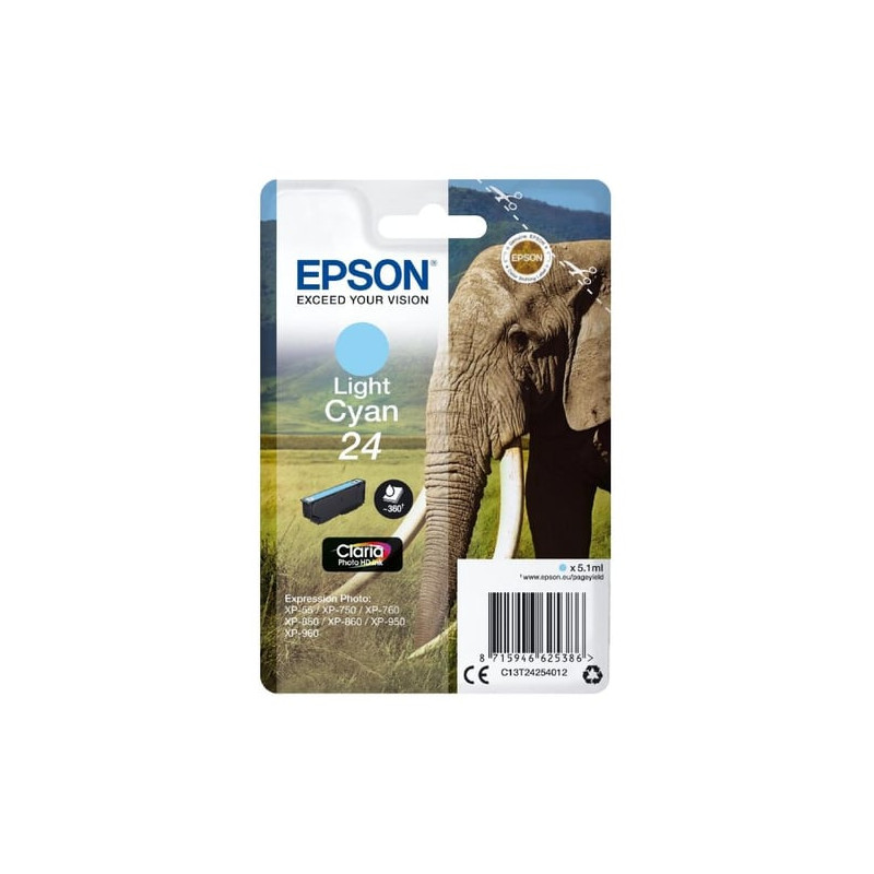 Cartuccia epson 24 elephant 360-pagine ciano chiaro] [c13t24254012]
