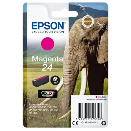 Cartuccia epson 24 elephant 360-pagine magenta [c13t24234012]