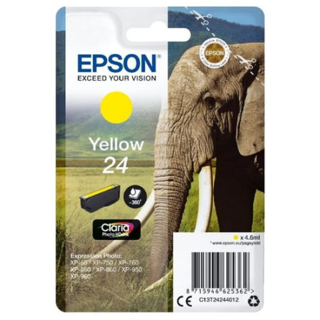 Cartuccia epson 24 elephant 360-pagine giallo] [c13t24244012]