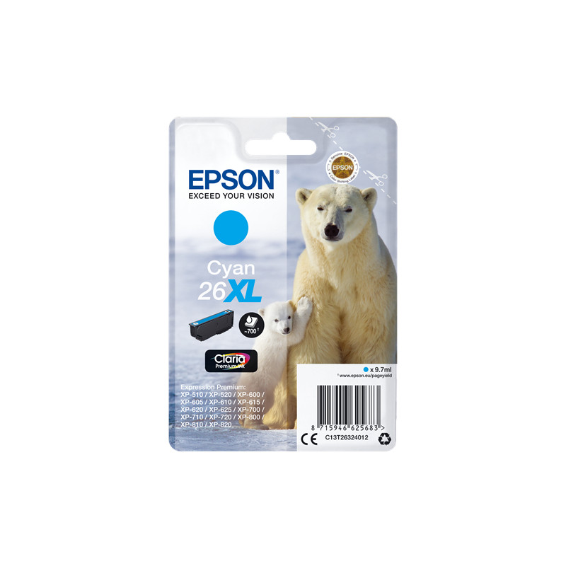 Cartuccia epson 26xl polar bear [ciano] [c13t26324012]