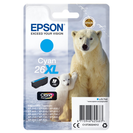 Cartuccia epson 26xl polar bear [ciano] [c13t26324012]