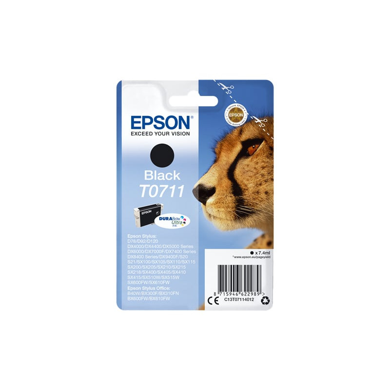 Cartuccia epson t0711 cheetah [nero] [c13t07114012]