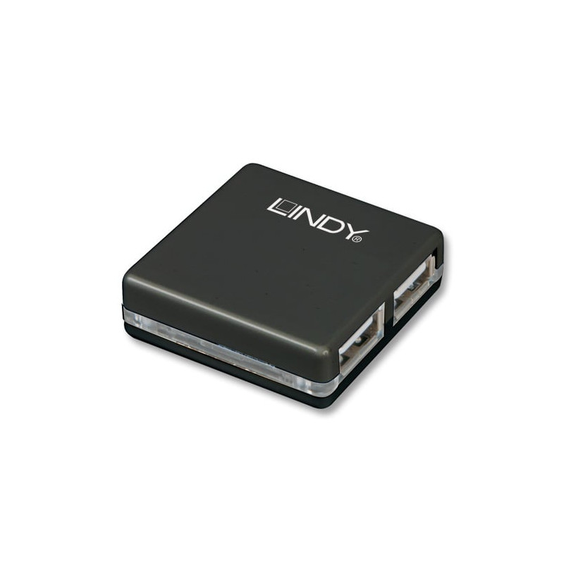 Hub usb lindy 2.0 mini hub 4 porte, 4x4cm bus powered only [42742]