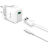 Caricabatterie usb da muro celly kit con cavo lightning bianco [tcusblight]