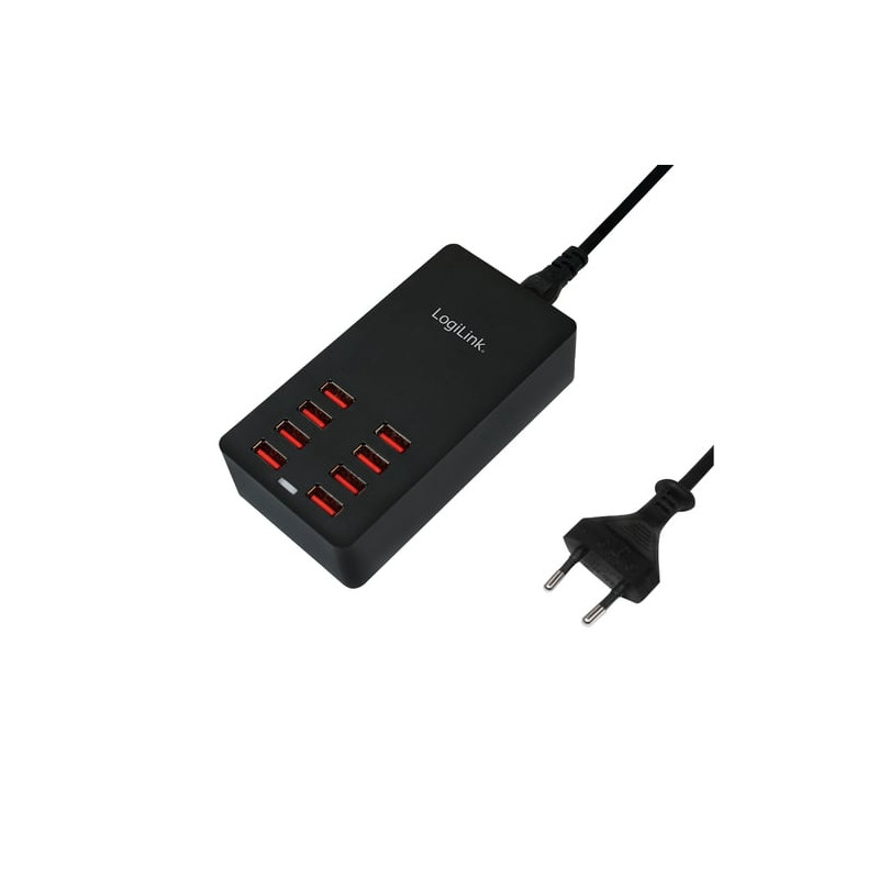 Alimentatore usb logilink, 8 port, 44w, nero [pa0140]
