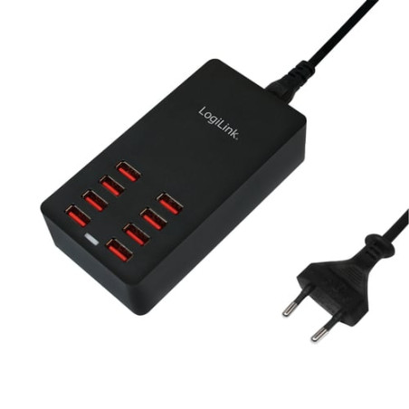 Alimentatore usb logilink, 8 port, 44w, nero [pa0140]