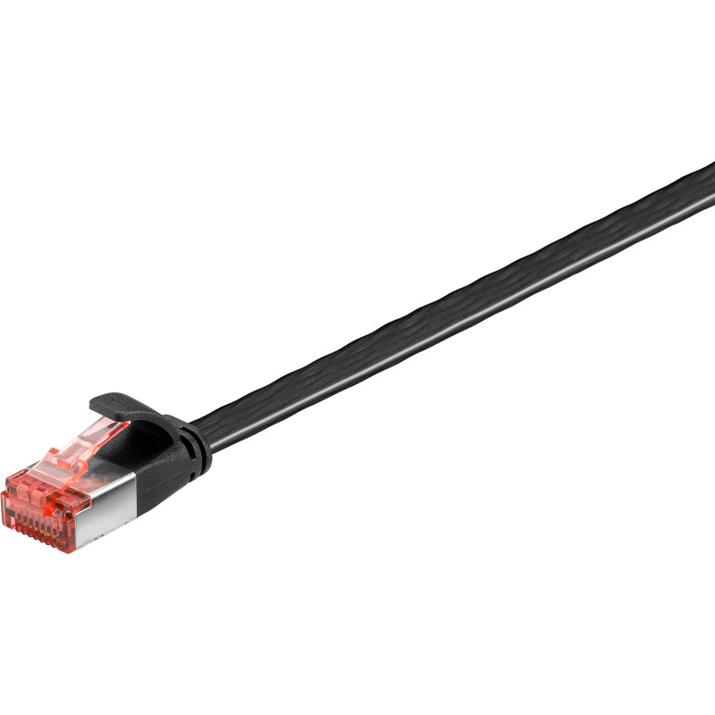 cavo di rete patch piatto in rame cat.6 u/ftp 2,0m nero