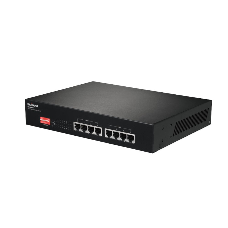Switch edimax 8-porte poe 10/100/1000mbp/s nero [gs-1008p