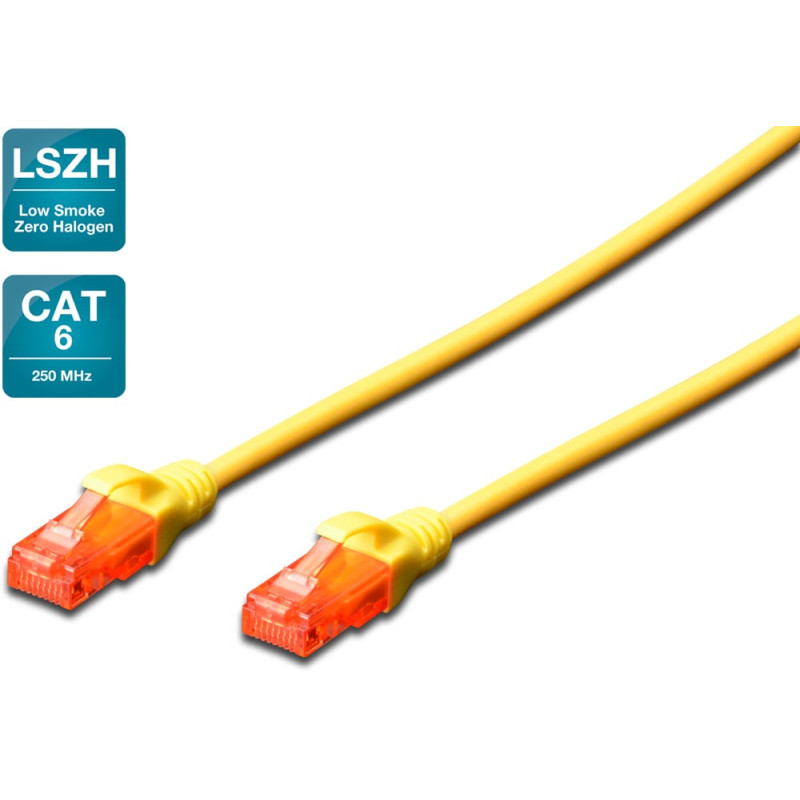 Cavo di rete digitus rj45 u-utp cat6 5.00m giallo - lszh