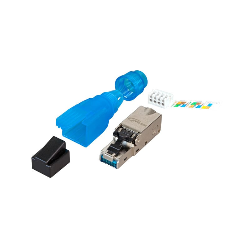 Plug cat.6a rj45 tooless schermato con copriconnettore