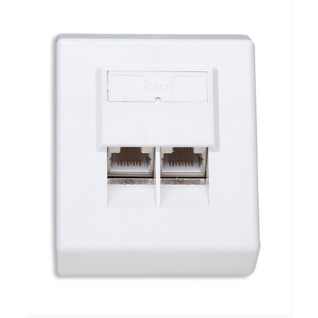Presa a muro rj45 cat 6 esterna 2 porte, ftp, colore bianco