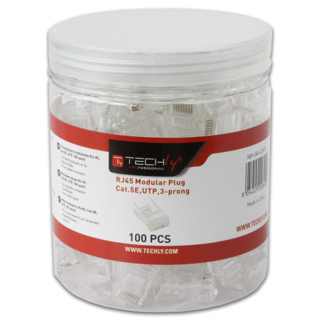 Confezione 100 plug rj45 utp per cavo rigido cat.5e