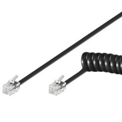 Cavo telefonico intellinet spiralato 2mt rj10 4p4c nero