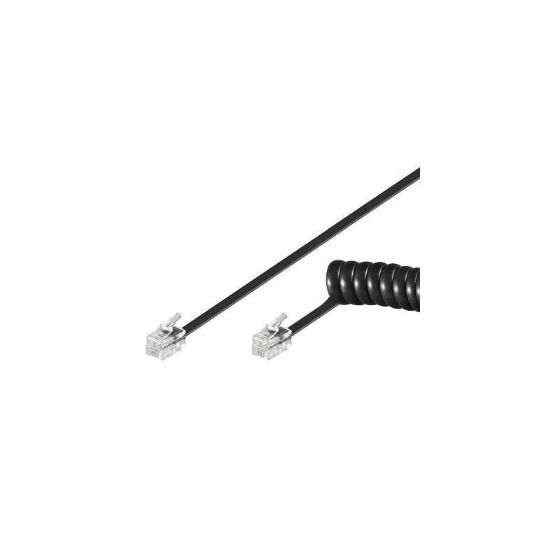 Cavo telefonico intellinet spiralato 2mt rj10 4p4c nero